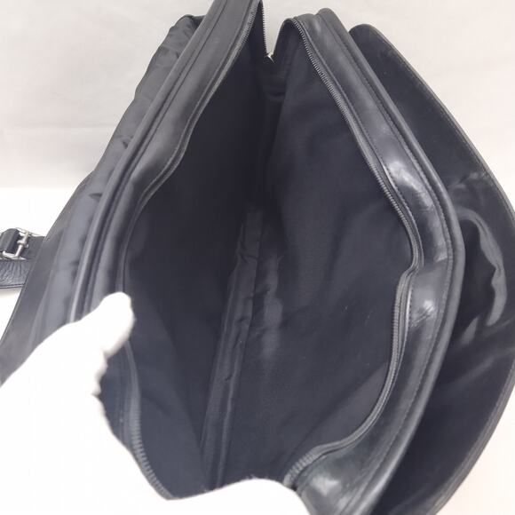 Coach Black Leather Double Pushlock Briefcase Laptop Business Crossbody Bag - Picture 9 of 16